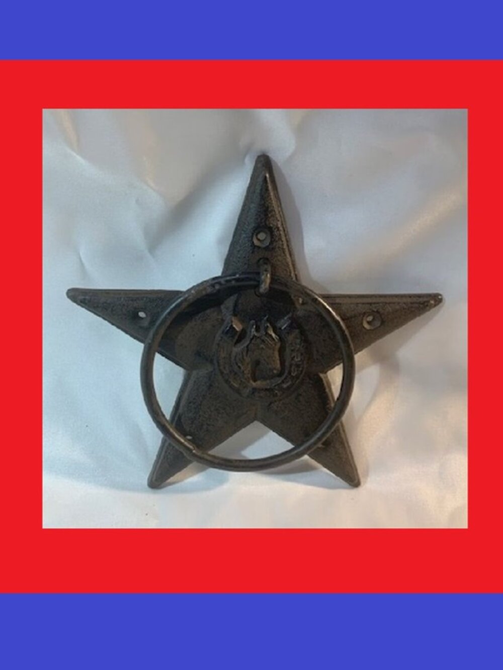 One (1) Tack Hook Rustic Star Horse Head with 5" Ring Tack Supplies 11624